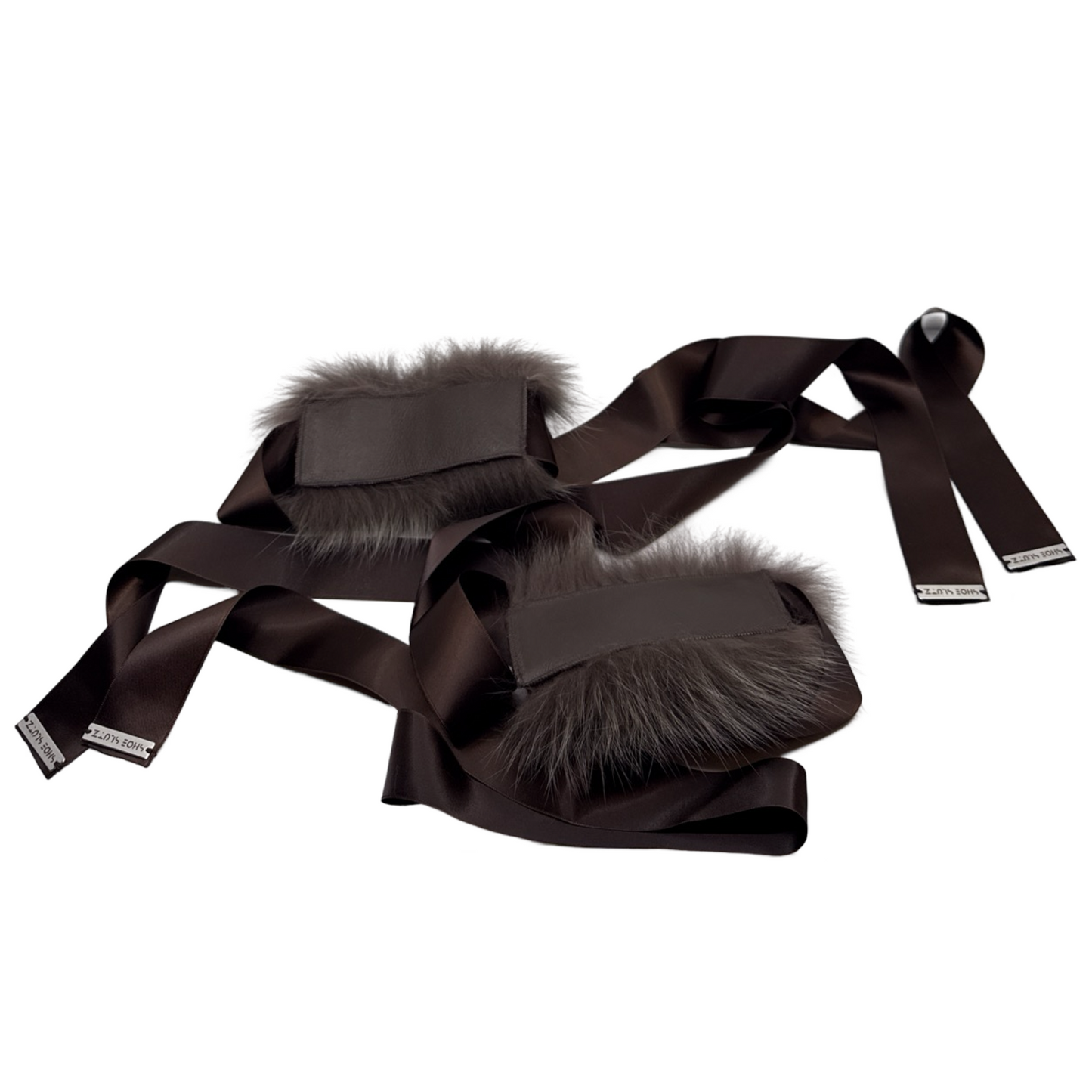 Shoe Slutz brown fur anklet (long ribbon)