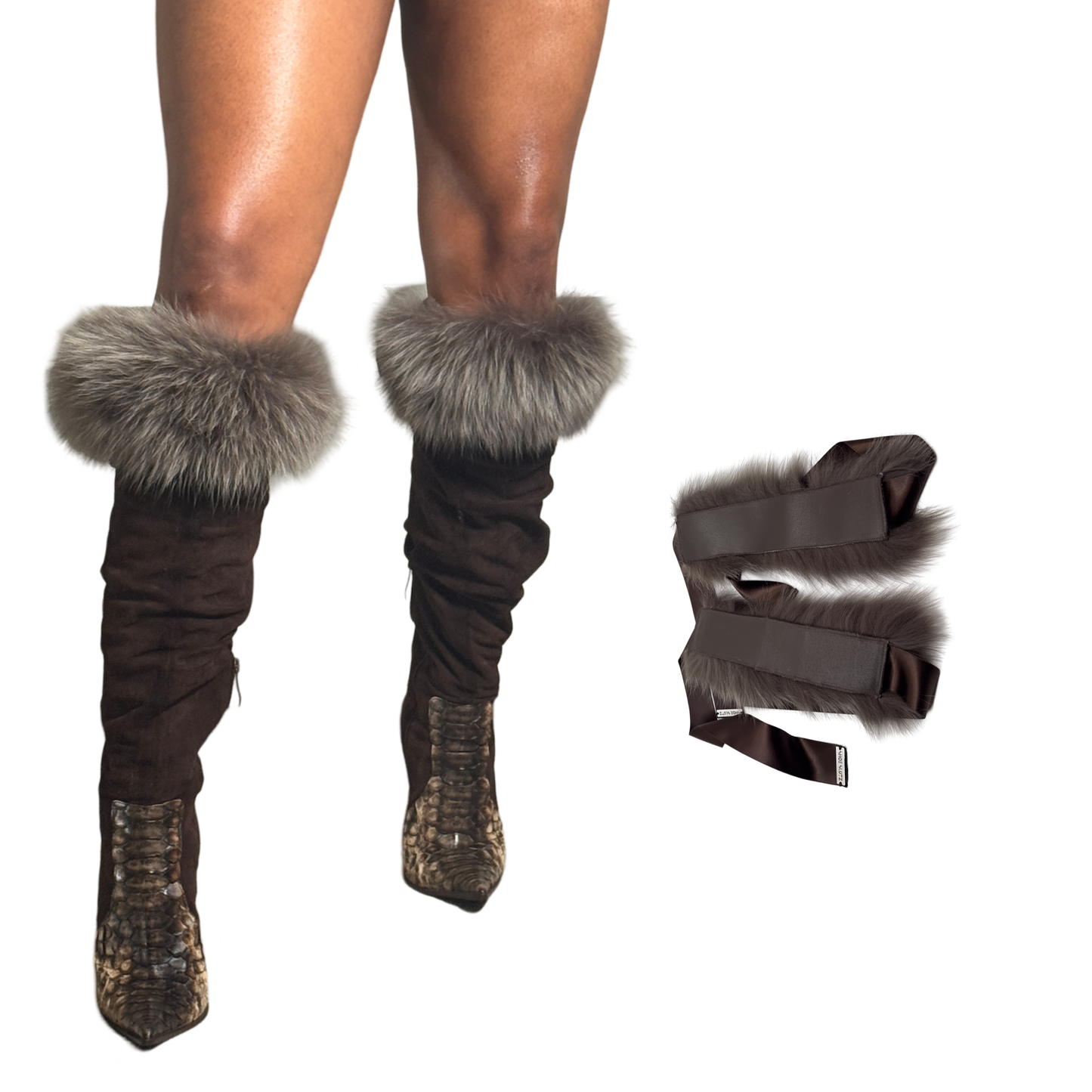 Shoe Slutz brown fur anklet